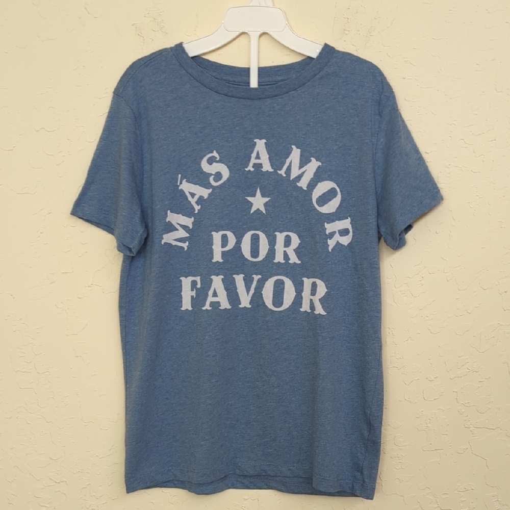 3/$20 🌟 Gymboree Blue Mas Amor Short Sleeve T-shirt Unisex Size Large 10-12